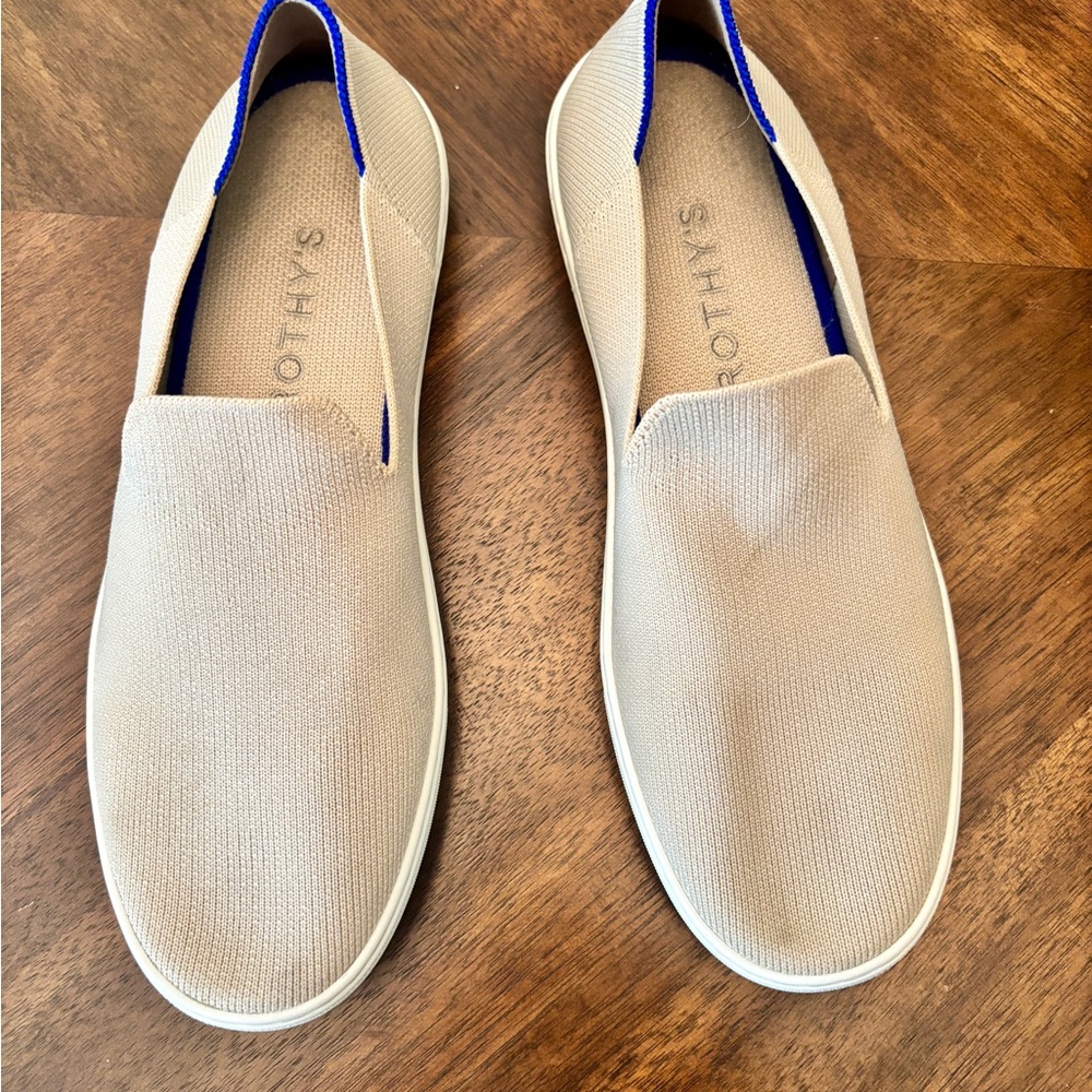 Rothy's Beige and Blue Women's Slip-On Sneakers